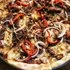 Pizza Gourmet mushrooms, paprika, onions & meat in BBQ sauce